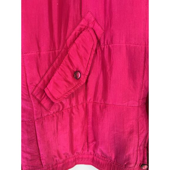 Clio VTG Puffer Coat Lightweight Size M Pink Silk Barbie Dopamine Colorful - Picture 5 of 12